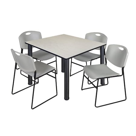 Regency Kee Square Table & Chair Set, Wood, Metal, Polypropylene Top TB4848PLBPBK44GY